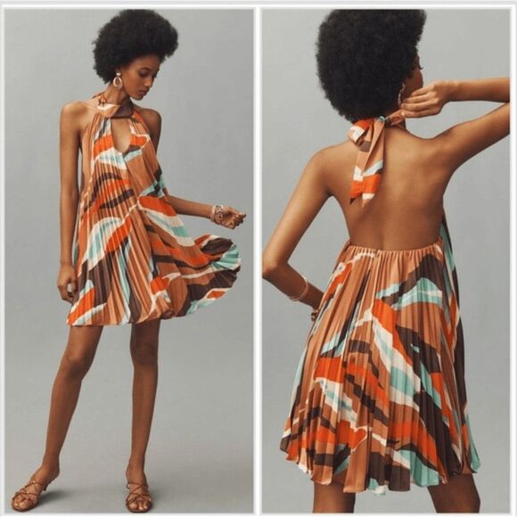 Anthropologie Dresses & Skirts - Anthropologie Hutch Halter Pleated Swing Mini Dress Size Medium